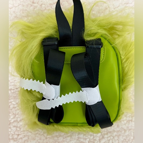 NWT Dolls Kill Current Mood Case of The Grumpies Fuzzy Backpack in Furry Green - Picture 10 of 16